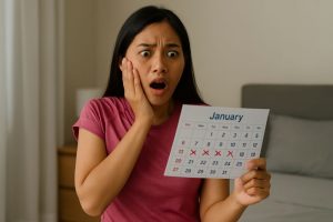 Wanita Kaget Lihat Kalender